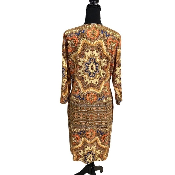 J. McLaughlin Dress Women’s Size Large Mandala design Sophia Dress 3/4 Sleeve - Picture 5 of 14